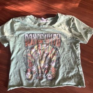 Full tilt girls large skeleton flower cut off shirt